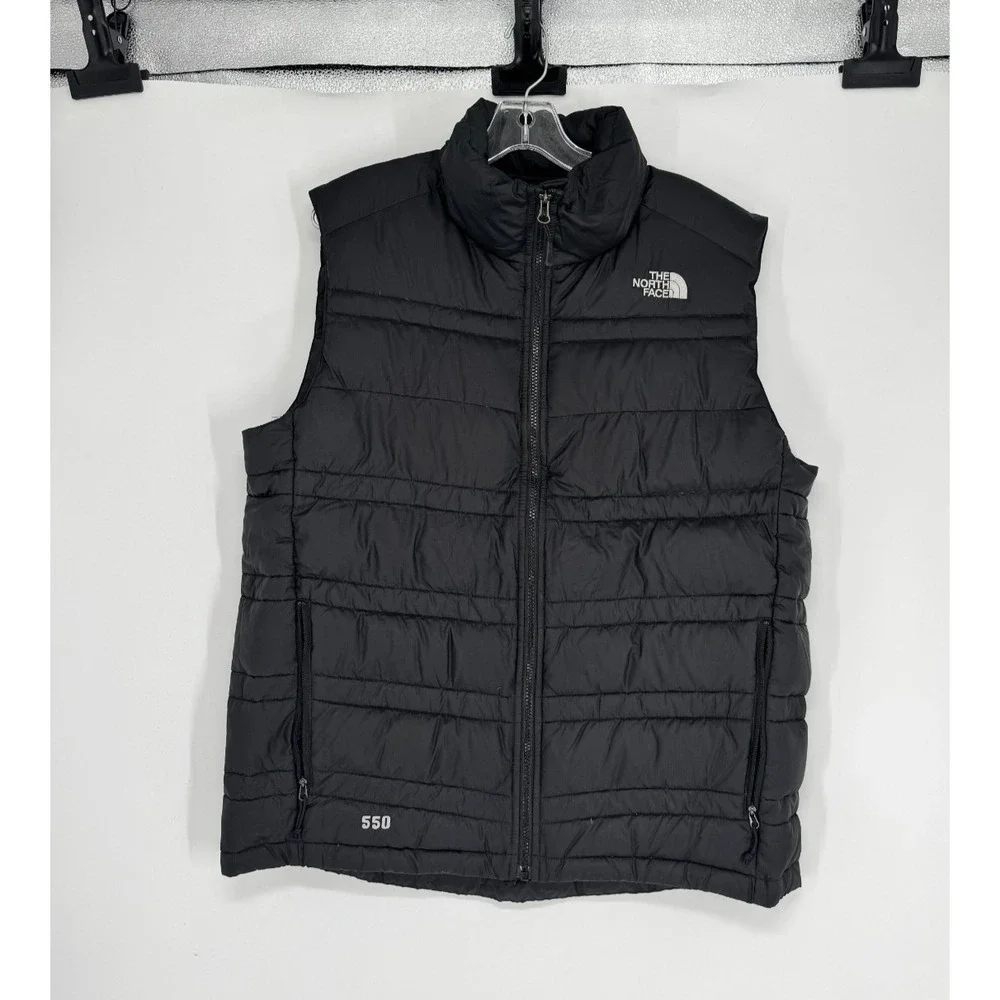 The North Face Puffer Vest Mens Size Large 550 Down Insulated Full Zip Up Black